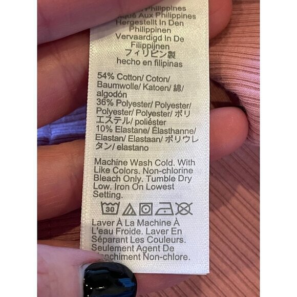 J Crew Pink Cotton Blend Ribbed Wide Cuffed Mock‎ Neck Top Size XXS - Picture 8 of 9